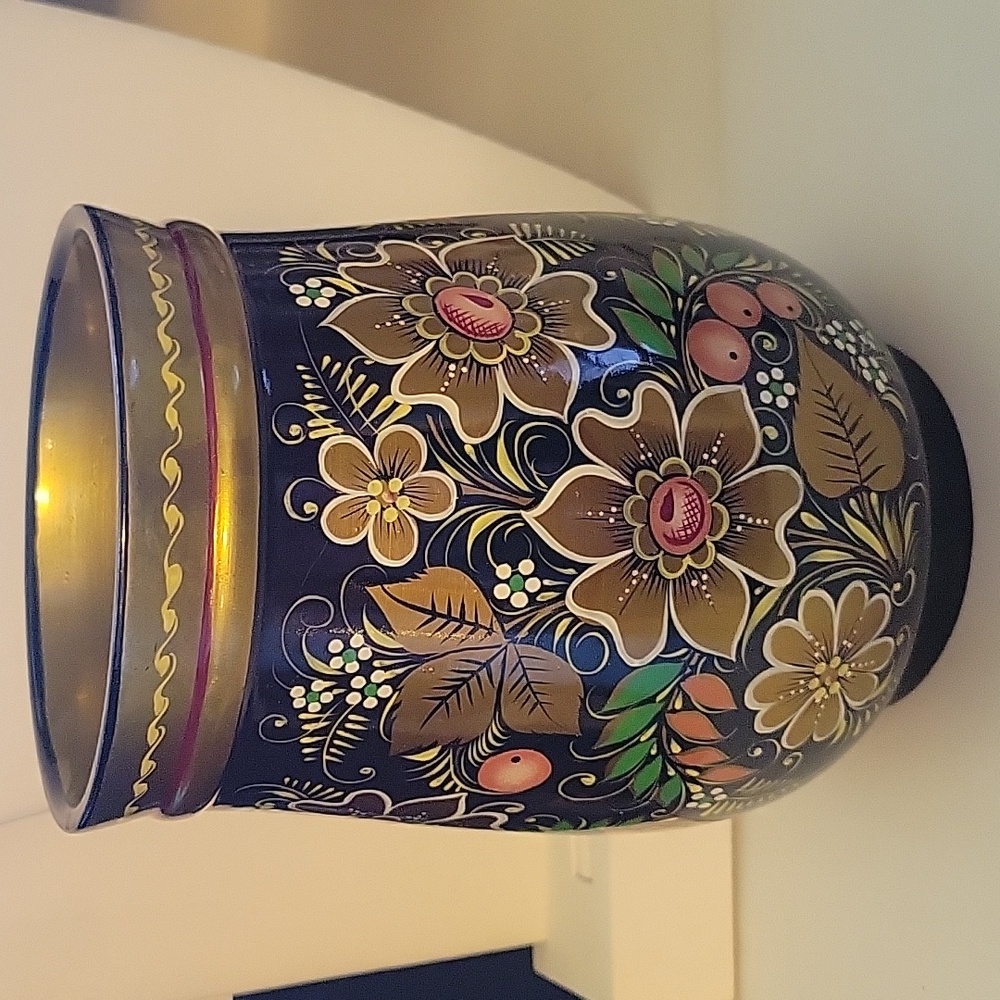 Khokhloma Russian HP Vase Folk Art